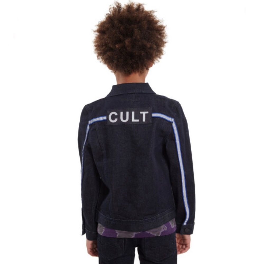 Cult Of Individuality Kid’s Stripe Reflective Stretch Denim Jacket Rinse Color 2